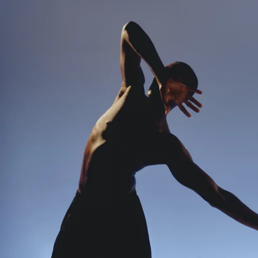 Man arched backwards hand covering face