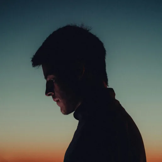 Silhouette of man at sunset